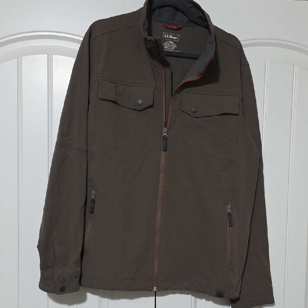 L.L. Bean Men's Dark Brown Military Jacket. Size L Tall